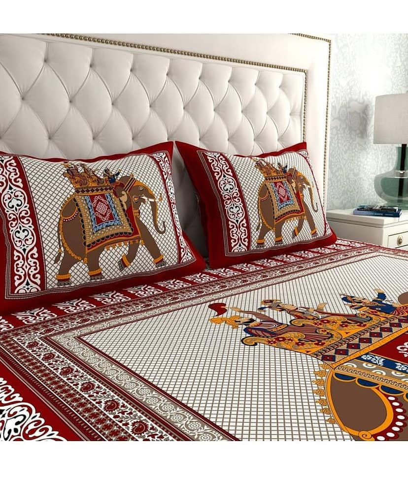 Cosito Cotton 1 Double Bedsheet with 2 Pillow Covers ( Red ) view 2
