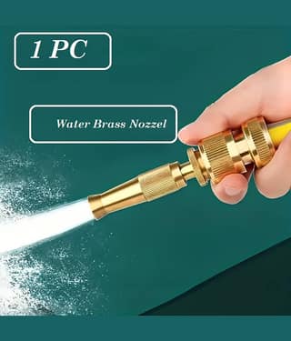 Solid BRASS Water Spray Nozzle for all Half inch hoses, Adjustable Water Jet Spray Gun, High Pressure, Wash Bike-Car-Pets, Garden