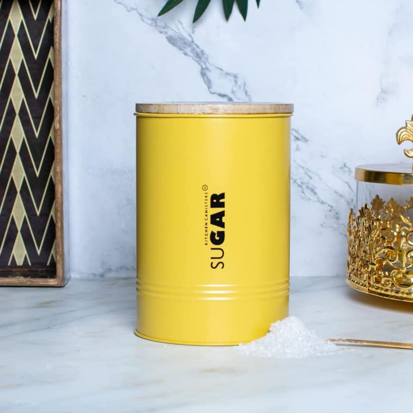 Craftlayout TIN Sugar Canister, Yellow 900 Ml