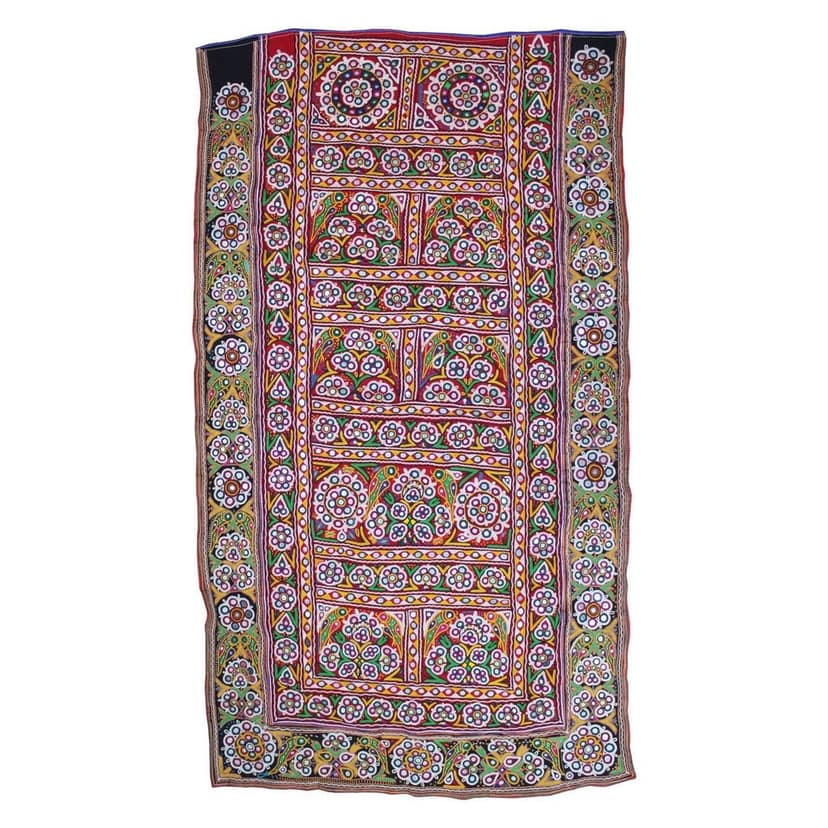 Garvi Gurjari (A Gujarat Govt Enterprise Multicolor Hand Embroidered Wall Hanging With Mirror Work(GGCEWH35)