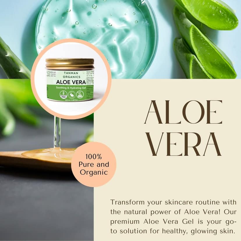 TANMAN ORGANICS Pure Natural Non-Toxic Aloe Vera Gel smooth gel for Acne, Scars, Glowing, Radiant And Moisturise Skin -100 ml view 4