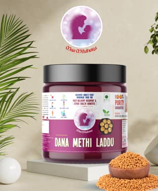 Maa Mitahara Homemade Dana Methi Laddu with Jaggery | Fight Anemia & Boost Hemoglobin | Pure Cow Ghee Good For Post Delivery Laddu - 500 gm
