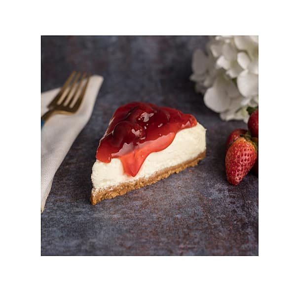 Strawberry baked cheesecake slice