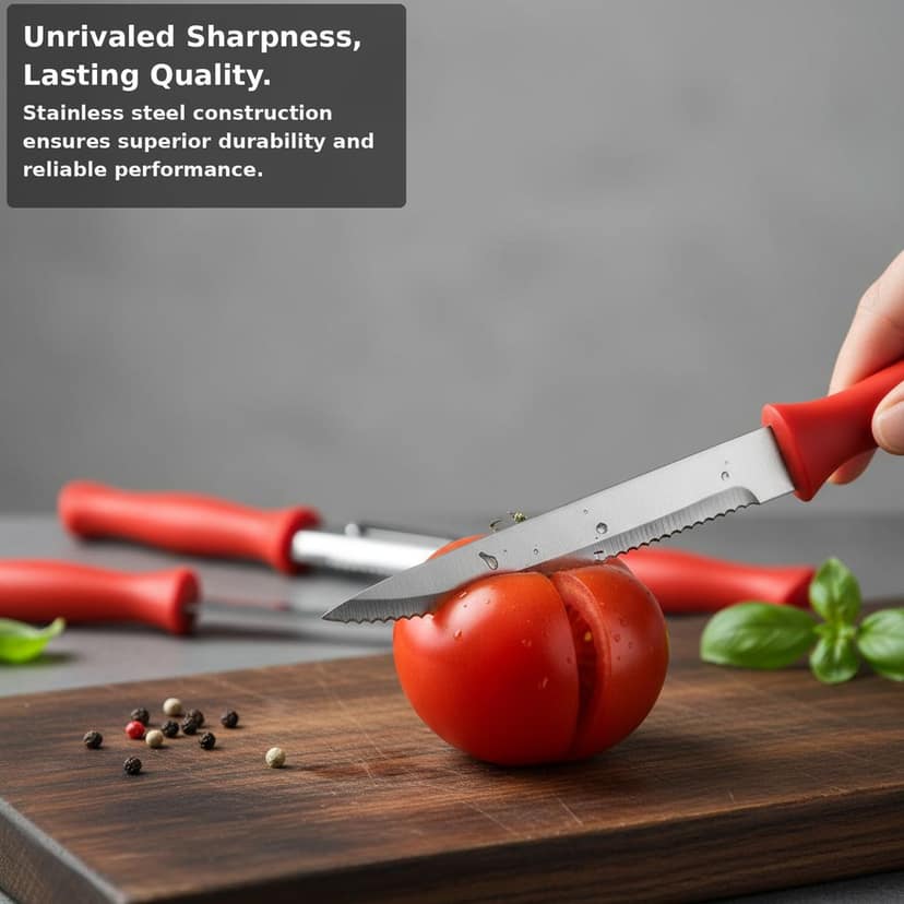 Red Knife Set 3pcs view 2