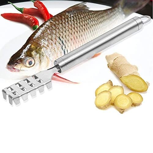 Kitchen Fish Scale Scraper Remover Scale Knife Peeler Skin Peeler Fish Tools Fish Skin Remover Stainless Steel Sawtooth Fish Cleaning Brush for Kitchen Fish Scaler Cutting Knife (1) view 2