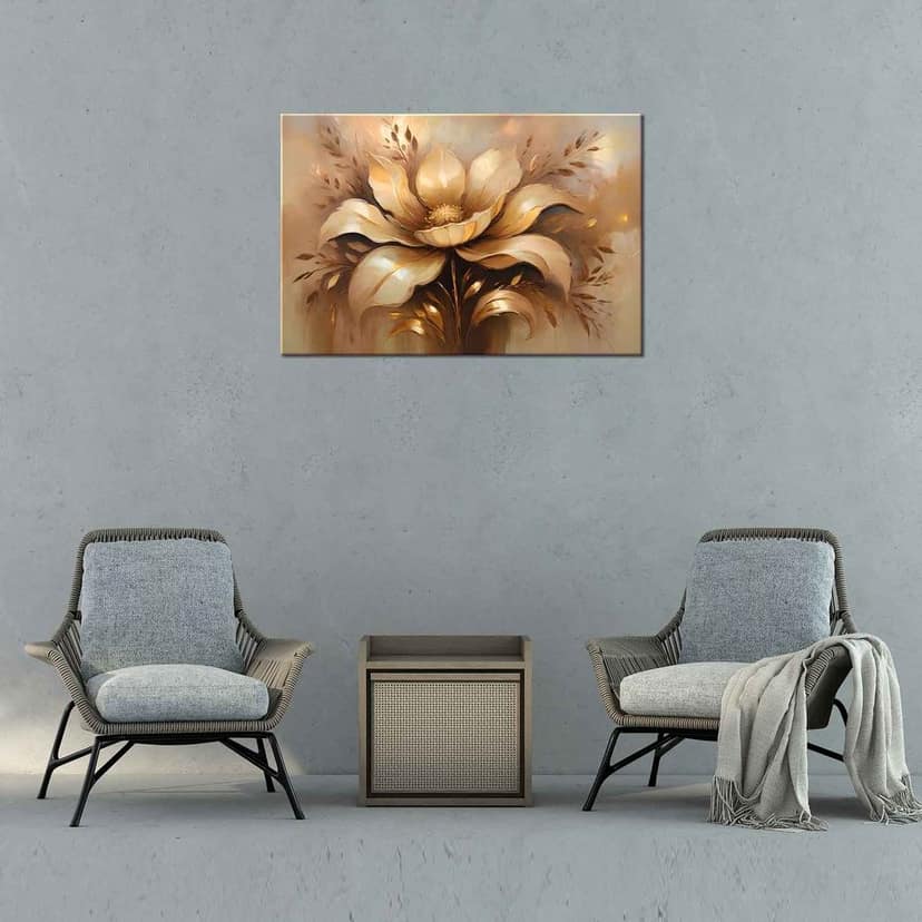 GOLDEN BLOOM LOTUS 24in X 16in WITH BLACK FRAME
