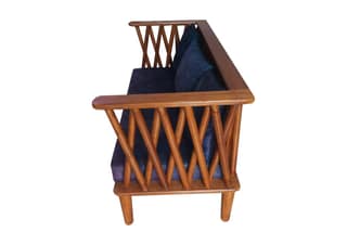 Mid-Century Modern Wooden Sofa with Crisscross Design