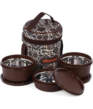 Oliveware Stainless Steel Lunch Box 3 - Container ( Pack of 1 )