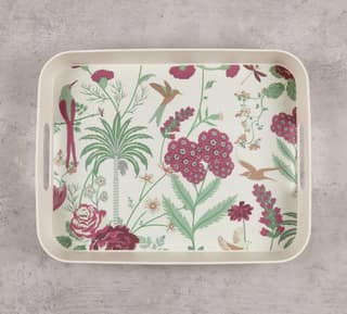 India Circus Grey Floral Galore Rectangle Large Bamboo Tray