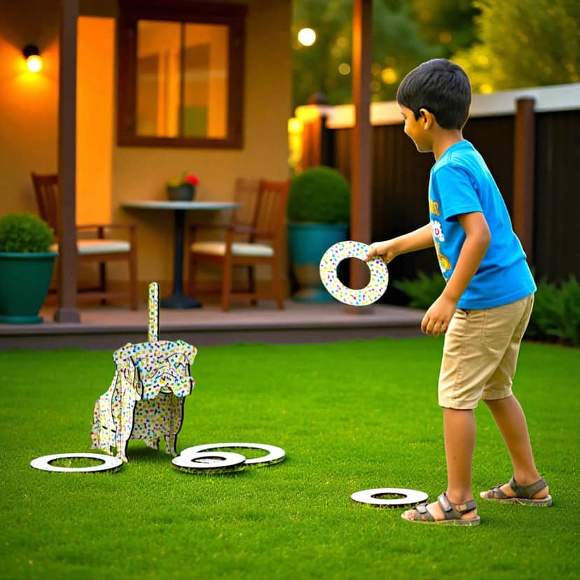 Ring Toss Game DIY Puppy Shape – Build and Play Wooden Ring Toss Game for Kids Fun and Skill Development