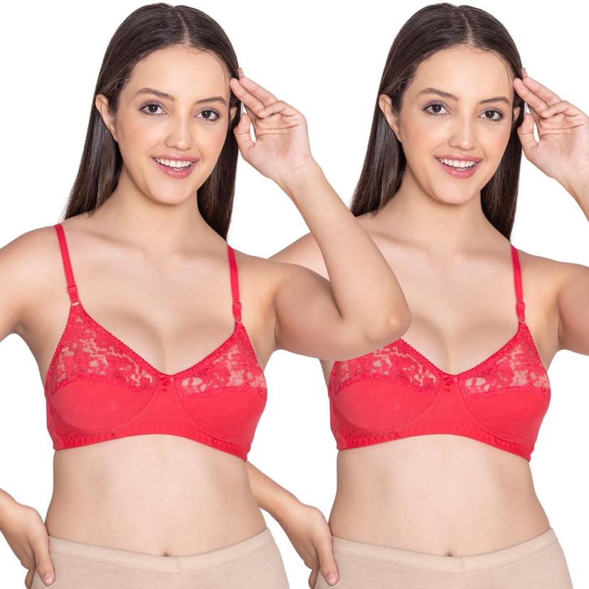 Bodycare polycotton wirefree adjustable straps designer net cup non padded bra-1535BB