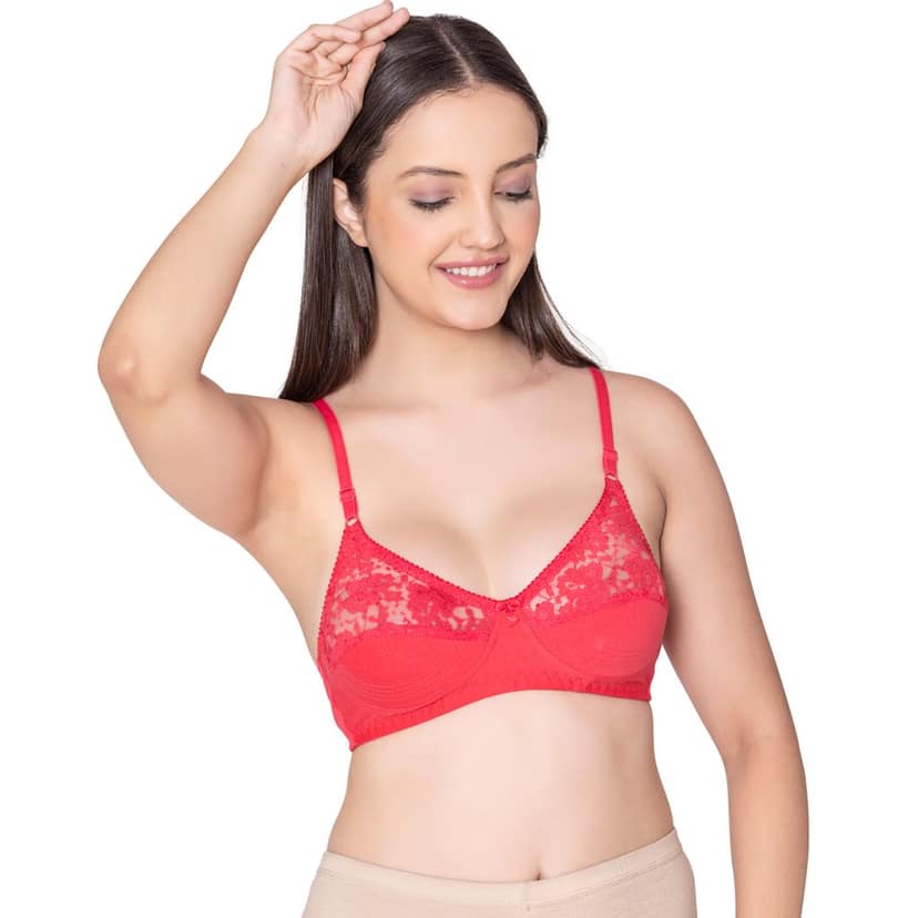 Bodycare polycotton wirefree adjustable straps designer net cup non padded bra-1535BB view 5