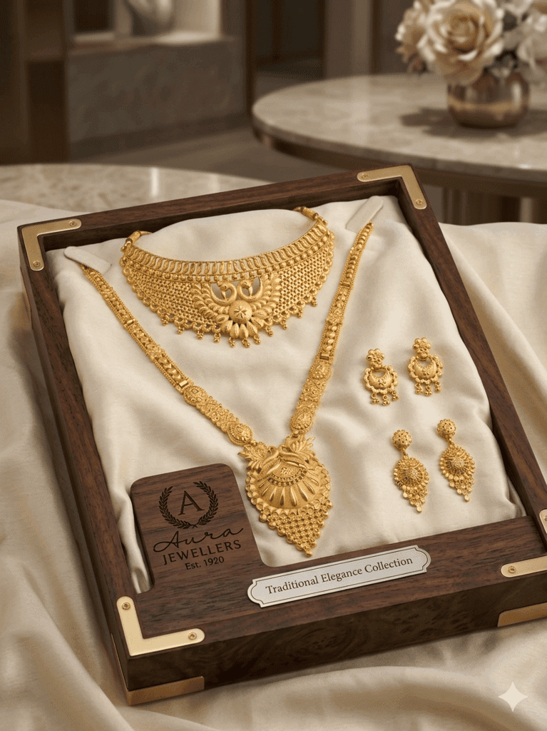 Traditional Elegance Collection Indian Bridal Gold Necklace Combo Set view 2