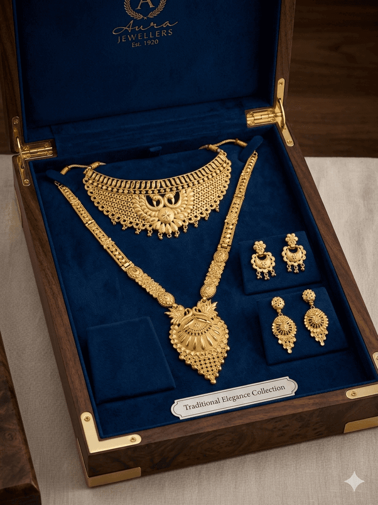 Traditional Elegance Collection Indian Bridal Gold Necklace Combo Set view 3