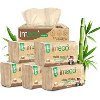 IMECO Bamboo Facial Tissues 2-Ply | Soft, Strong & Biodegradable Tissue Paper, 100 Pulls x 6 Packs