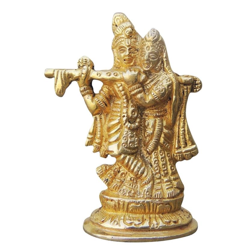 Brass Radha Krishna God Idol - Classic Brass Showpiece, Height : 3 Inch (BSMAS1007 A) view 2