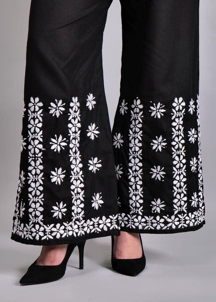 Pure Cotton Hand Embroidered Chikankari Plazo Set view 9