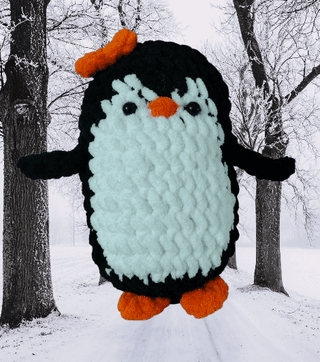 Chenille Black Penguin Crochet Stuffed Toy