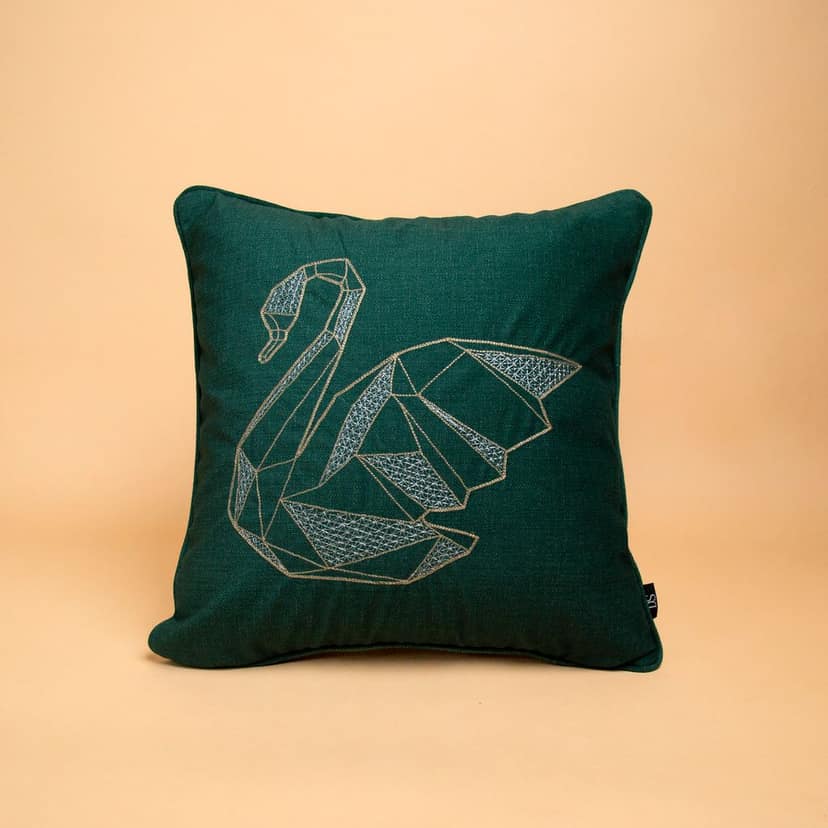 Chann Studio - Swan Field Evergreen Velvet Cushion Covers