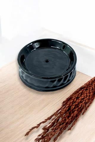 Elegant Ceramic Round Black Soap Dish Tray