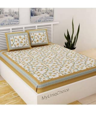 Uniqchoice Cotton 1 Double Bedsheet with 2 Pillow Covers ( Brown )