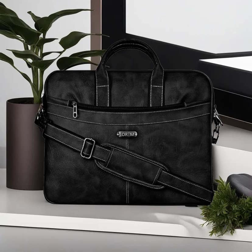 LOREM Tan Color Faux Leather 10L Laptop Messenger Bag For Men & Women BG14 view 2