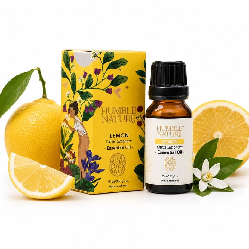 Humble Nature Lemon Essential Oil – Natural Steam Distilled Citrus Limonum Essential Oil | Premium Aromatherapy, Diffuser, Massage, DIY Skincare, Hair Care & Home Fragrance | 15 ml