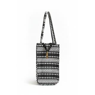 Monochrome Dot Stripe Handcrafted Fabric Tote Bag view 2