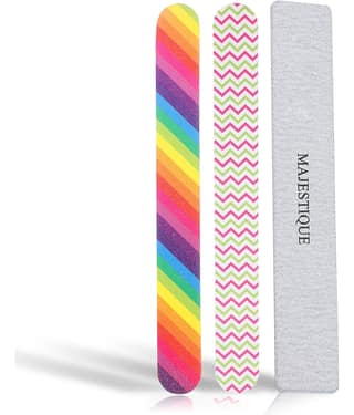Majestique 3Pcs Double Sides Colorful Nail Filer Set, Washable & Reusable Color May Vary