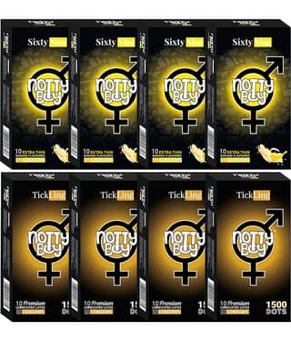 NottyBoy Banana Flavoured, Ultra Thin and 1500 Dots Condoms For Men - 80 Units