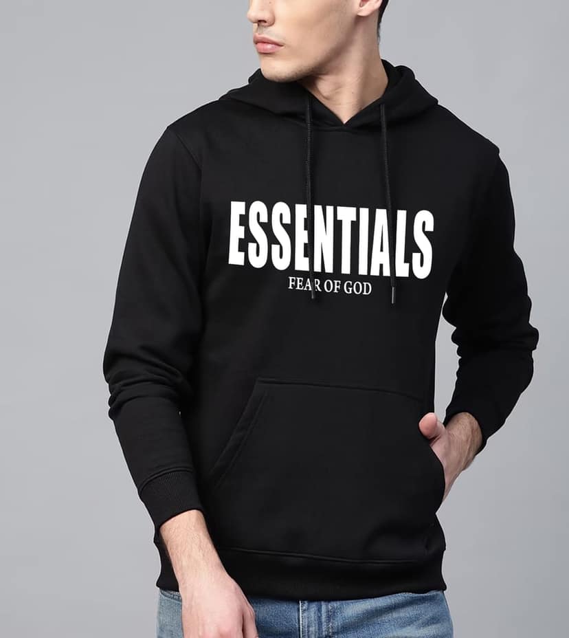 SCOTT FINCHER Men's Black Essentials Fear of God Hoodie : AA(RSHOD)BLACK_154