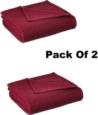 UrbanArts Fleece Solid Single Bed Blanket ( 228 cm x 152 cm ) - Maroon ( Pack of 2 )