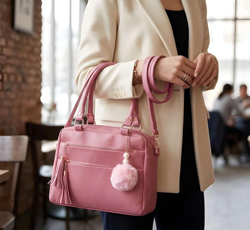 Luxury Women's PU Leather Handbag with Sling Strap & Scarf | Heavy Quality Tote Purse for Work, College & Casual Use (Heavy Quality)