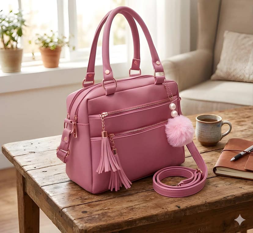 Luxury Women's PU Leather Handbag with Sling Strap & Scarf | Heavy Quality Tote Purse for Work, College & Casual Use (Heavy Quality) view 5