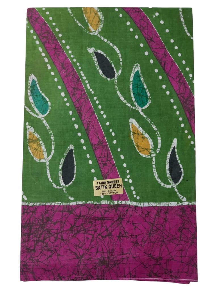 Pure cotton traditional Tie and Dye Madurai wax batik printed saree with blouse piece.