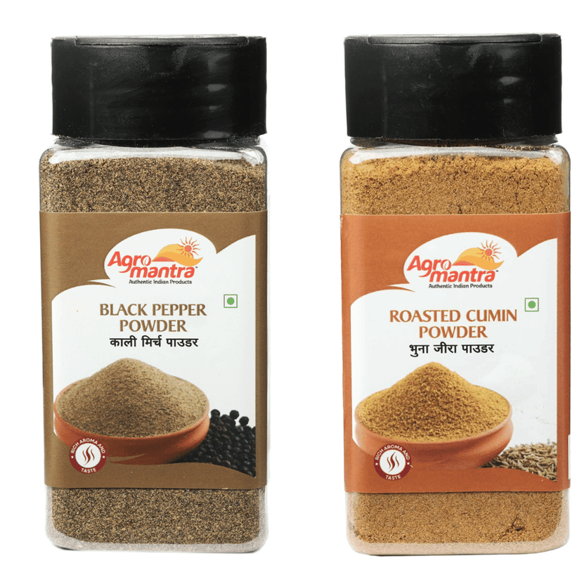 Agro Mantra Combo Of Black Pepper & Roasted Cumin Powder 100gm Each