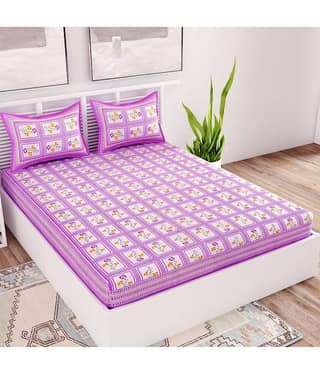 Uniqchoice Cotton 1 Double Bedsheet with 2 Pillow Covers ( Purple )