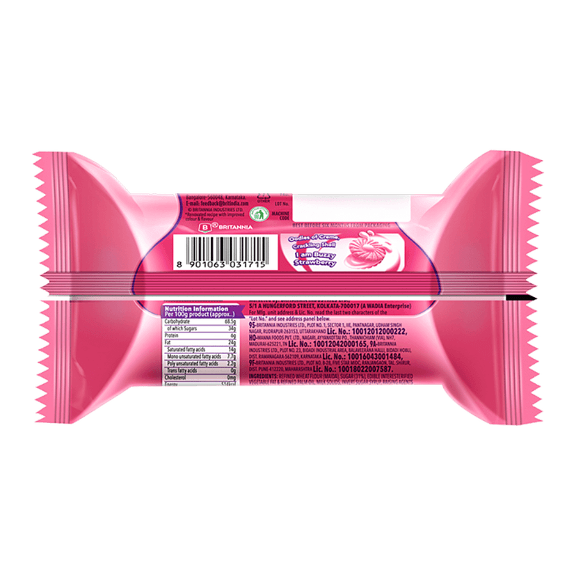 Britannia Treat Strawberry Cream Biscuits, 60 G view 2