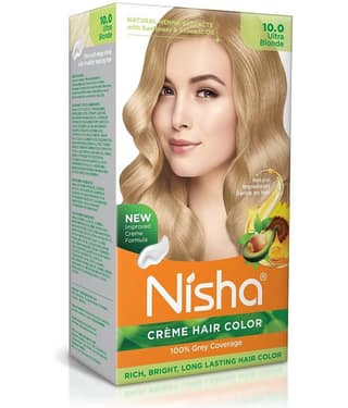 Nisha Creme Hair Color Ultra Blonde 150g, Permanent Hair Colour, 100% Grey Coverage, Long Lasting Hair Colour