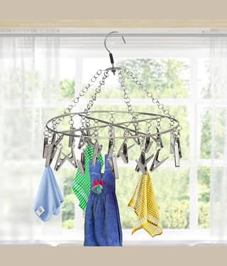 Fashion Bizz 25 Pegs Hanging Cloth Dryer Hanger / Baby Cloths Hanger Stainless Steel Cloth Clips (Steel)