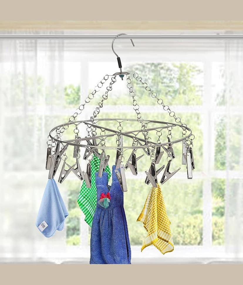 Fashion Bizz 25 Pegs Hanging Cloth Dryer Hanger / Baby Cloths Hanger Stainless Steel Cloth Clips (Steel)