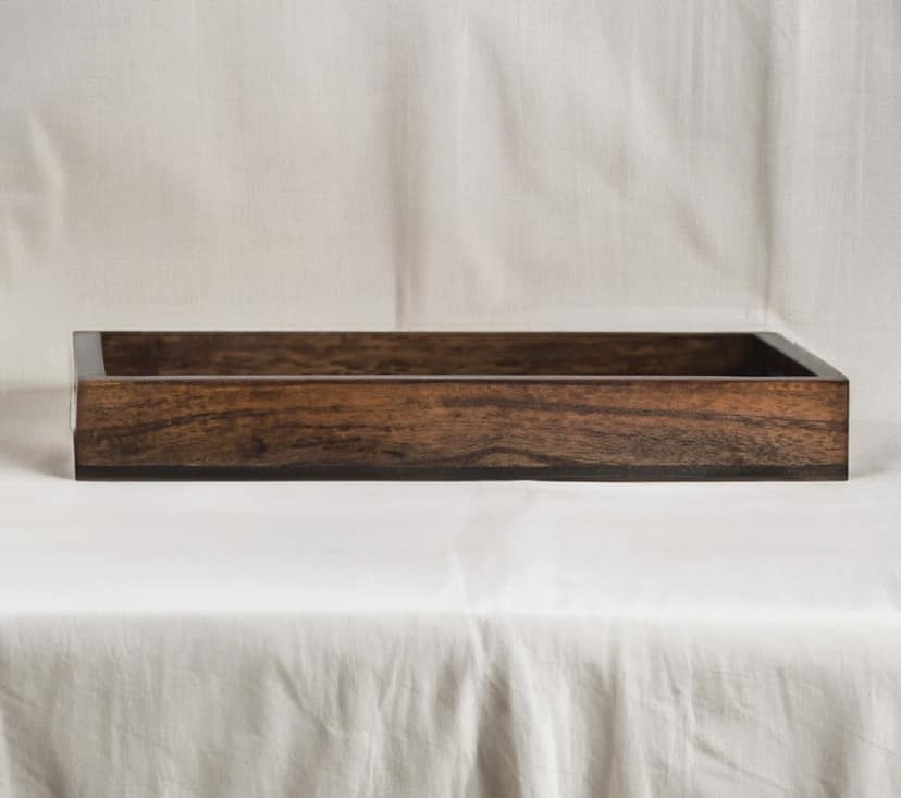 Amrani Designs Wooden Serving Rectangular Tray for Decoration and Dining Table, Food, Coffee and Tea| Tray with Handle for Home & Kitchen, Dinning Table Accessories| Multipurpose Use 12 X 6 X 2 Inch view 2