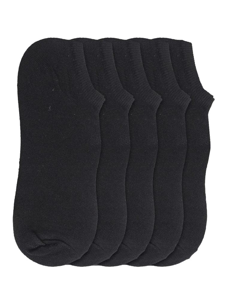 Kolor Fusion Men & Women Solid Black Low Cut Ankle Length Cotton Sneaker Socks (Pack Of 5)