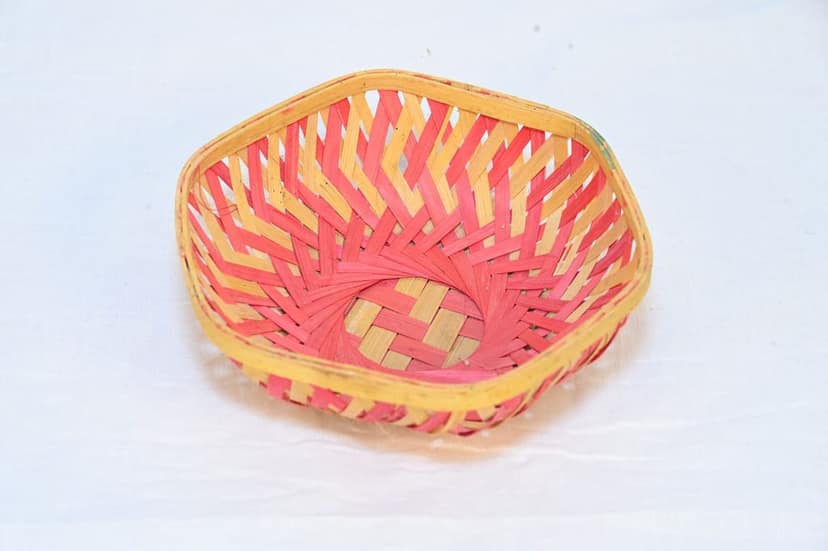 Hexagonal Handwoven Bamboo Basket