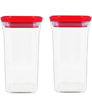 HomePro - Square Container | Airtight | Silicone Cap | Red | Plastic Utility Container | Set of 2 - 1100 ml
