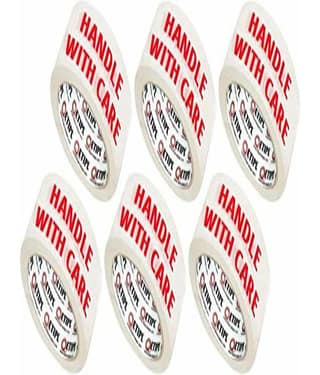 ETI -Cello Tape 2 Inch 65M (Handle with Care Fragile Tape Printed) (Pack of 6)