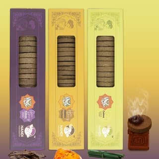 Nandi Panchgavya 100 Percent Desi Cow Dung Cake Kande (63 Pcs) (Oud, Amber, Lemongrass Fragrance-Pack of 3)