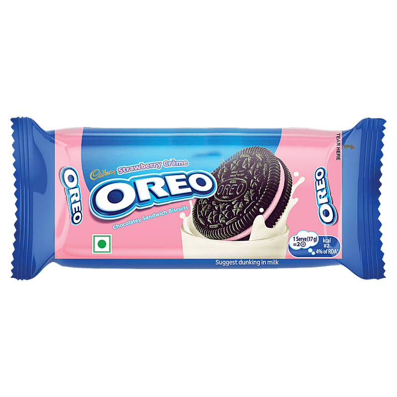 Cadbury Oreo Strawberry Creme Sandwich Biscuit, 43.75 g