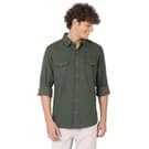 Mufti Green Slim Fit Flannel Shirt