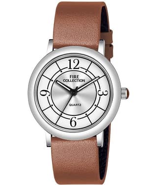 Fire Collection Brown Leather Analog Womens Watch